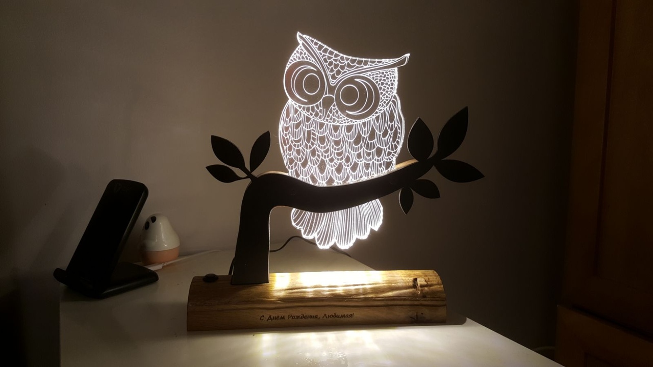 Owl Lamp CNC Engraving File Free - Dezin
