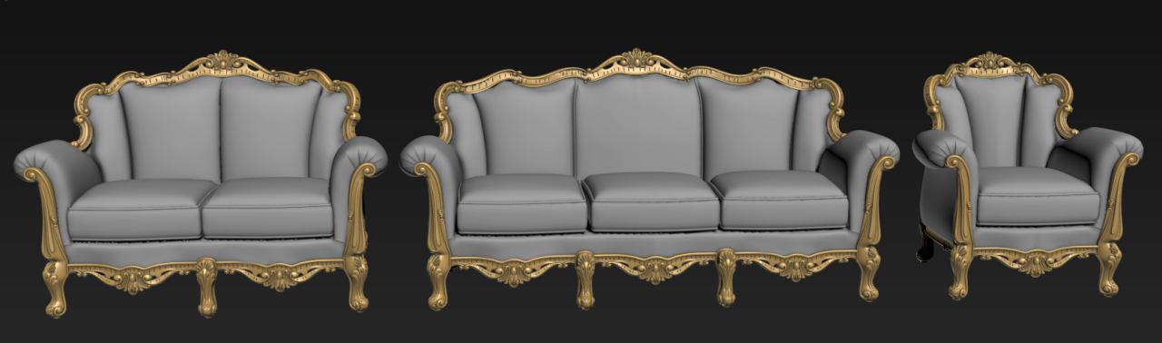 Carved Sofa STL File for ROUTER, Artcam and Aspire free art 3d model download for CNC - Dezin
