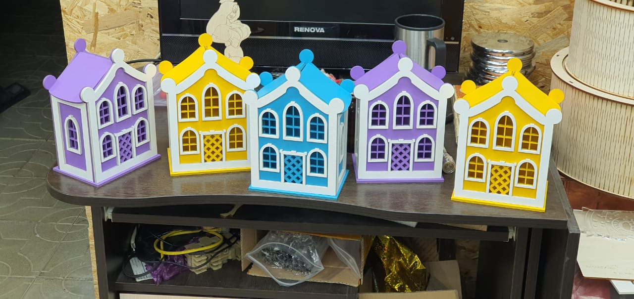 Laser Cut House lamp DXF File Free - Dezin