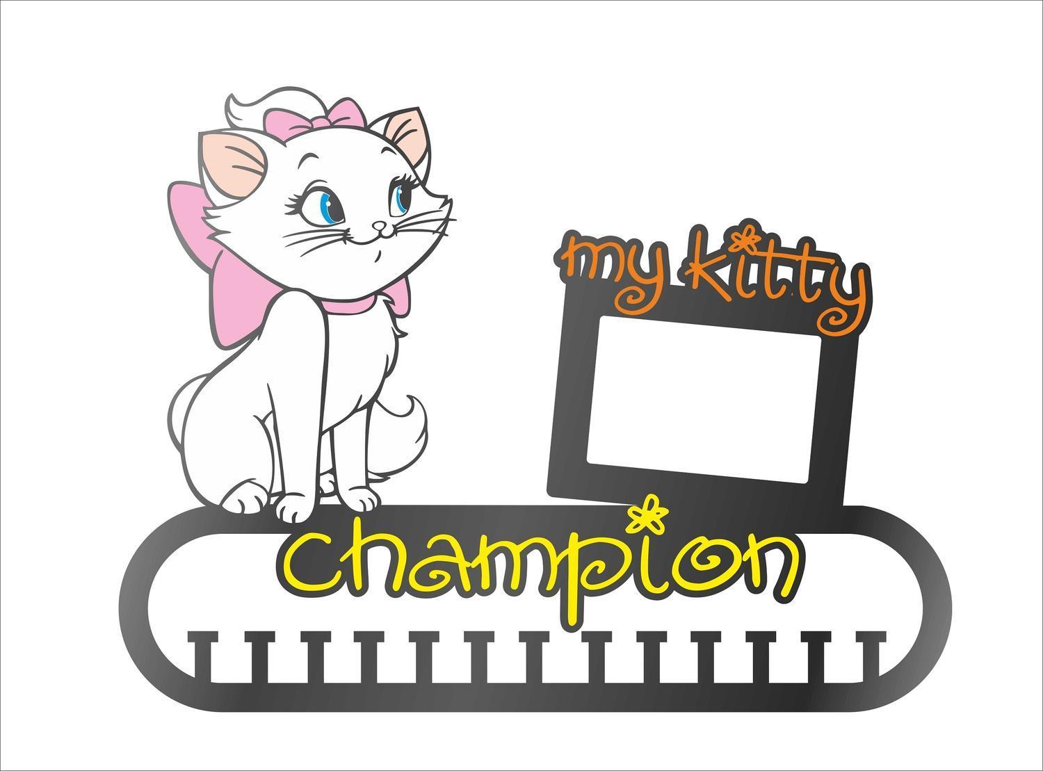 Cat Medal Holder With Photo Frame Laser Cut Template Free CDR Vectors Art - Dezin