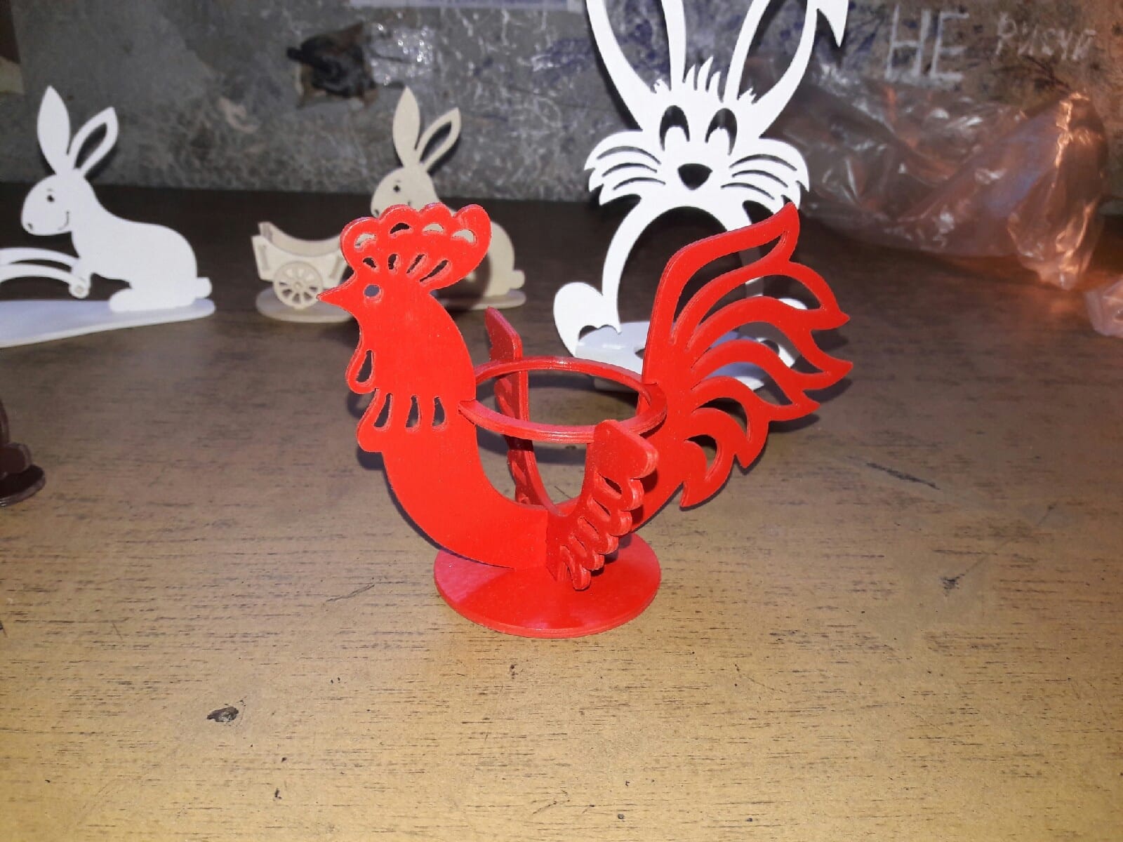 Easter Eggs Rooster Stand, Laser Cut Template - Dezin