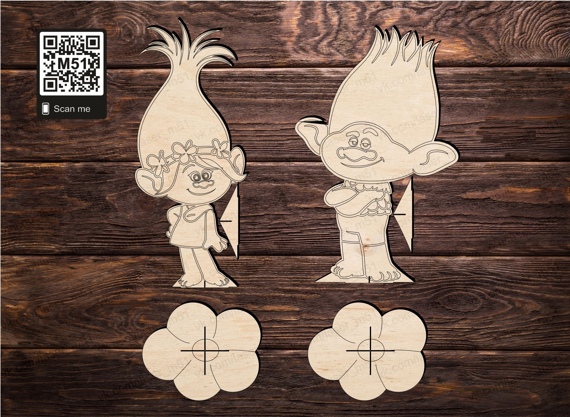 Laser Cut Trolls Layout CDR File - Dezin