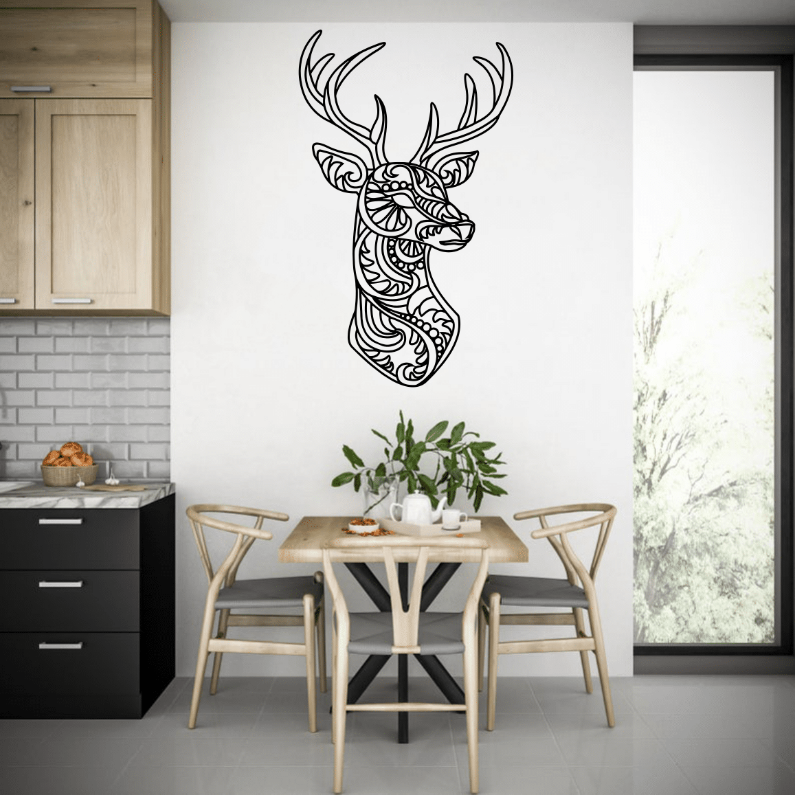 Deer Floral Wall Decor Free Vector - Dezin