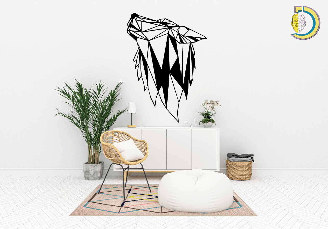 Geometric Wolf Metal Wall Art Interior Metal Wall Decor - Dezin Geometric Wolf Metal Wall Art Interior Metal Wall Decor