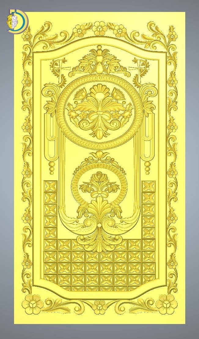 3D Door Design 004 Wood Carving Free RLF File For CNC Router - Dezin