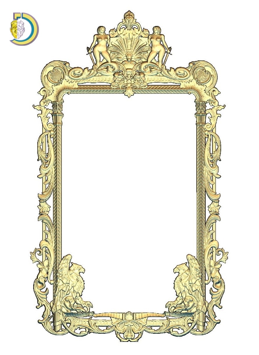 3D Frame Baguette 62 Wood Carving STL Model for CNC Router - Dezin