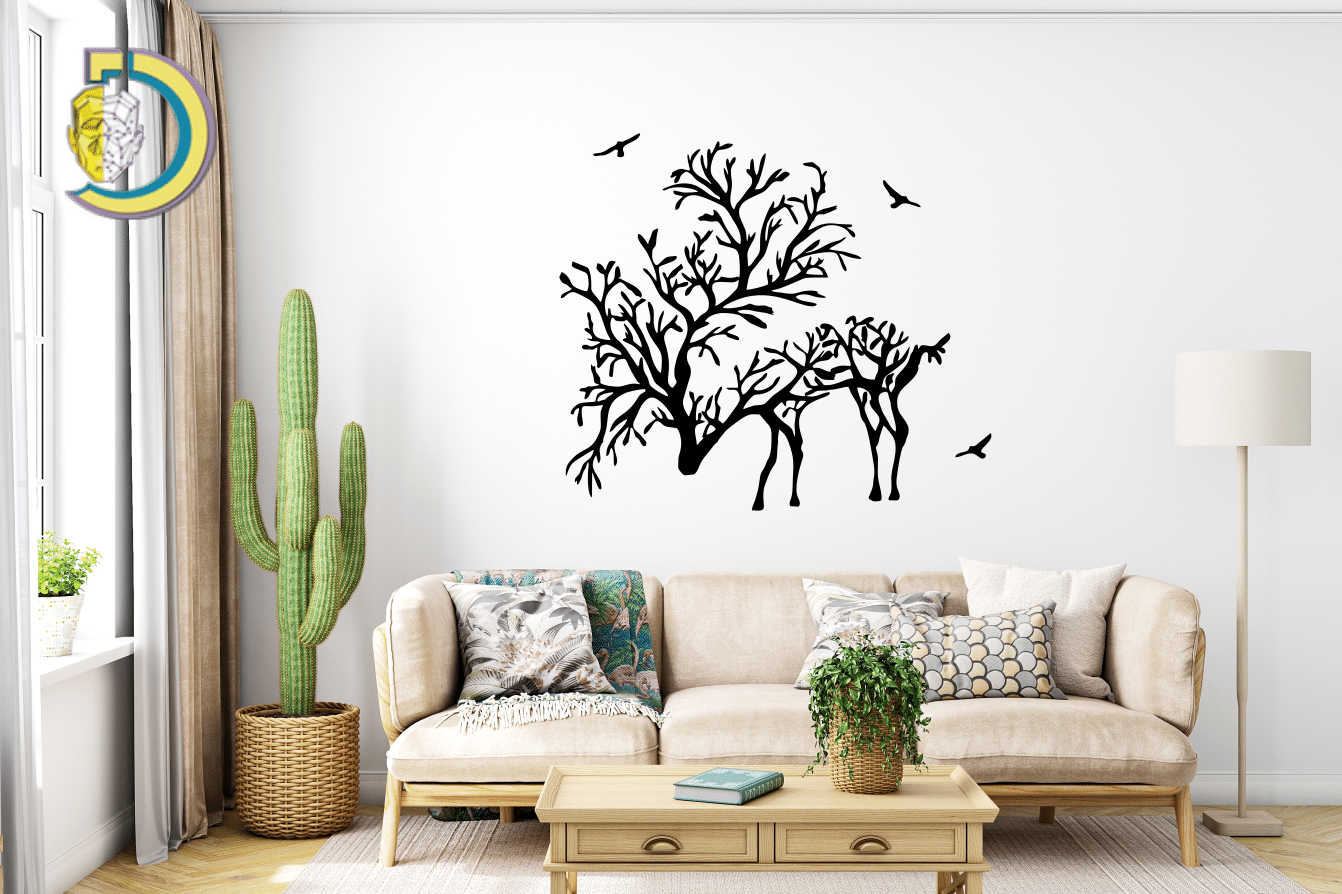 Deer Branch Wall Decor CDR DXF Free Vector - Dezin Deer Branch Wall Decor CDR DXF Free Vector