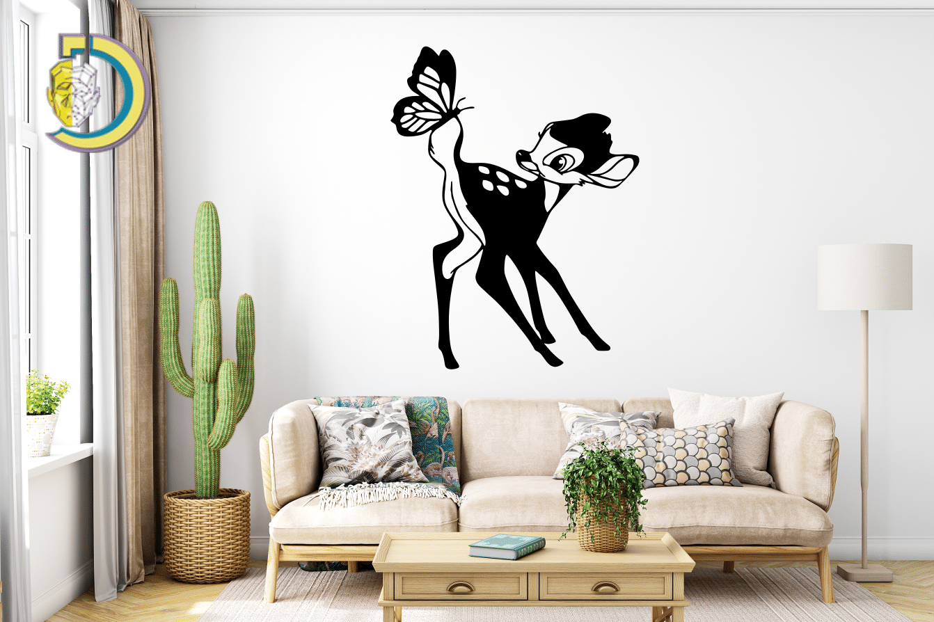 Deer with Butterfly Wall Decor CDR DXF Free Vector - Dezin Deer with Butterfly Wall Decor CDR DXF Free Vector