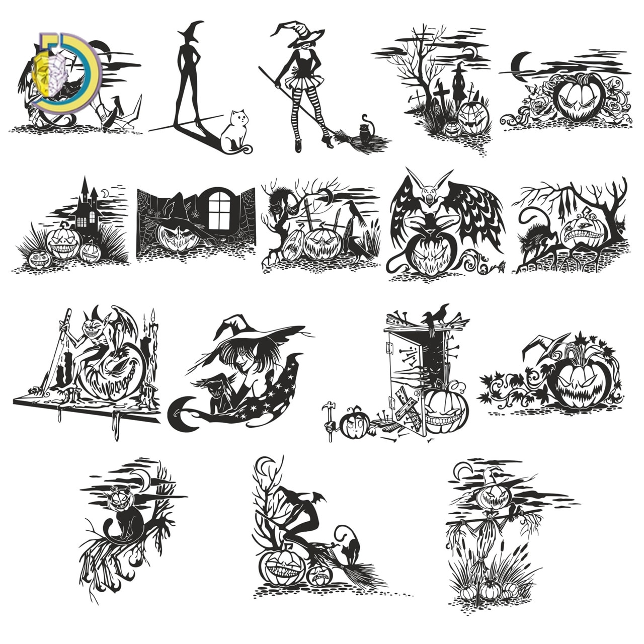 Halloween Collection 2 For Engraving Free Vector - Dezin