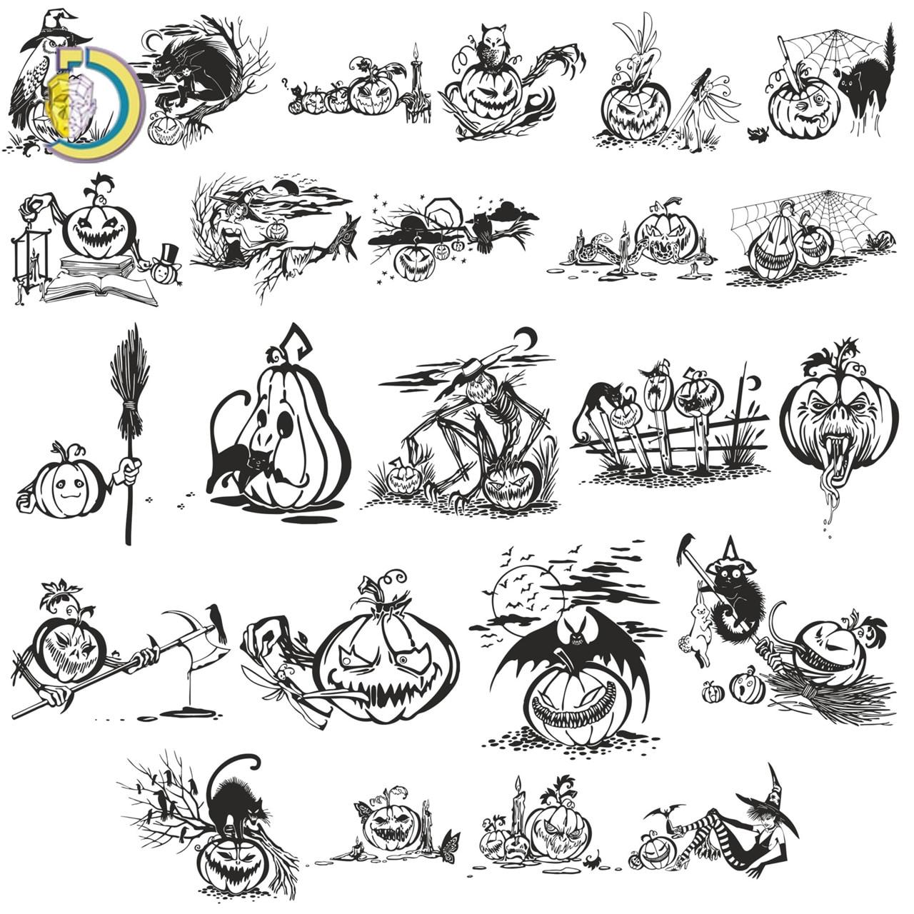 Halloween Collection For Engraving Free Vector - Dezin