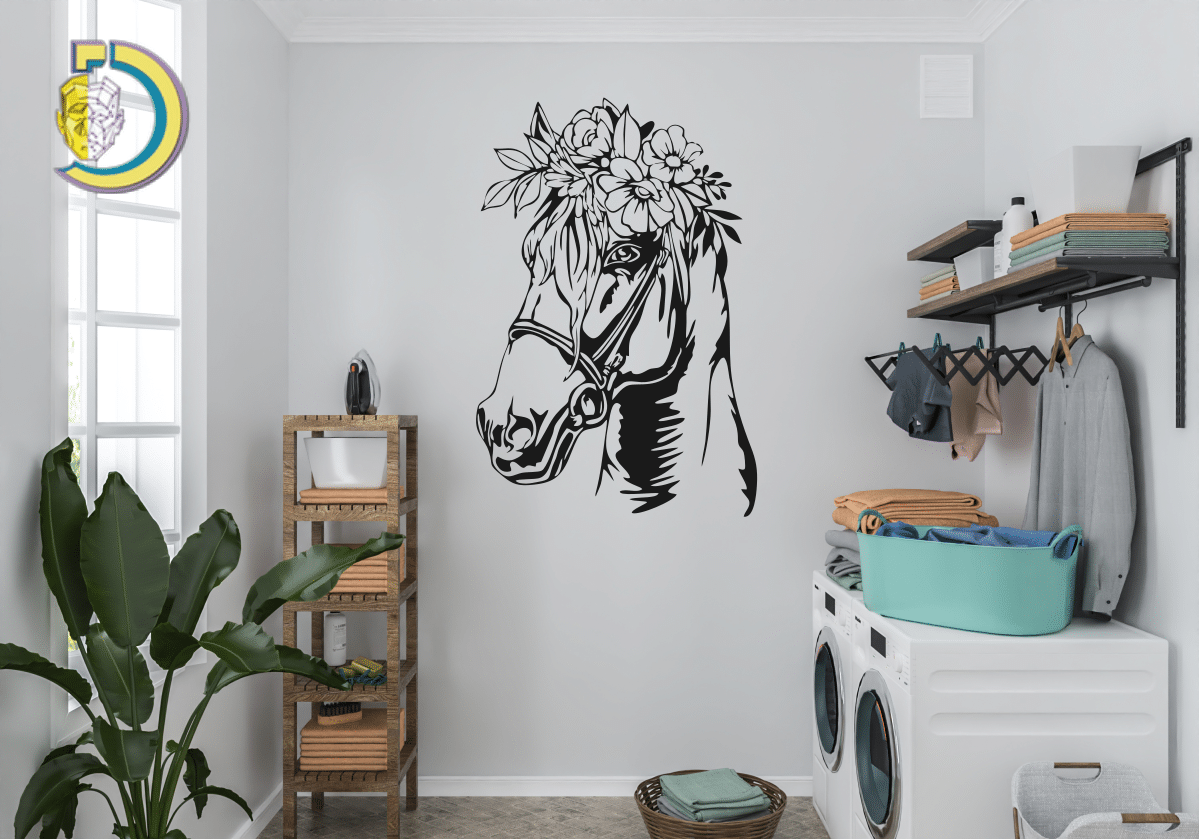 Horse with Flowers Wall Decor CDR DXF Free Vector - Dezin Horse with Flowers Wall Decor CDR DXF Free Vector