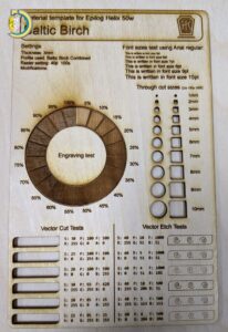 Laser Cut Etch Material Test Template Dxf Vector Dezin