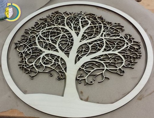 Laser Cut Tree in Circle Free CDR Vector
