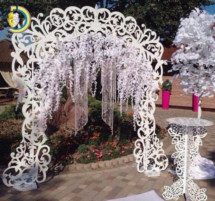Laser Cut Wedding Arch with Table CDR Free Vector
