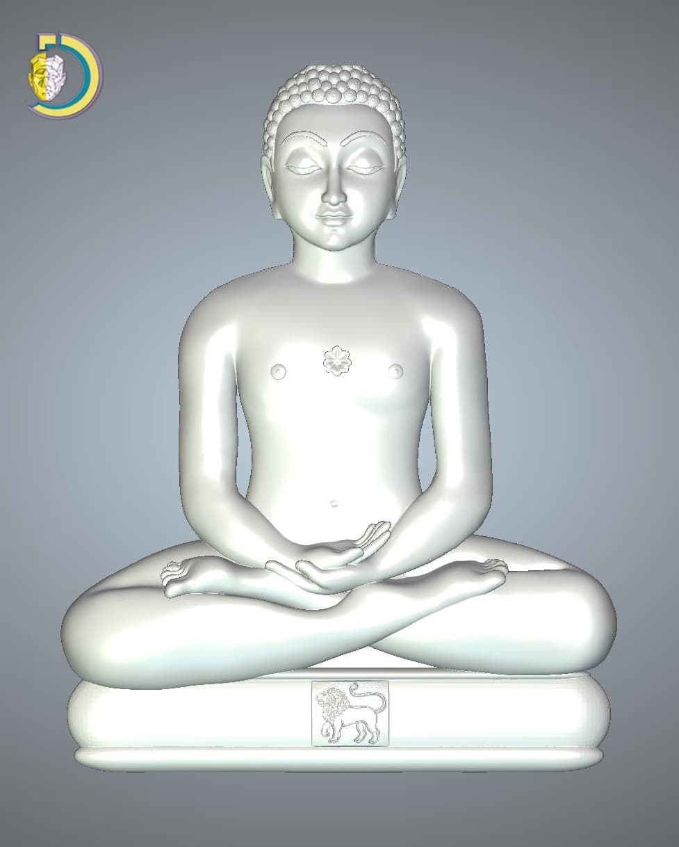 Shri Mahaveer Ji Wood Carving 3D Model For CNC Router - Dezin