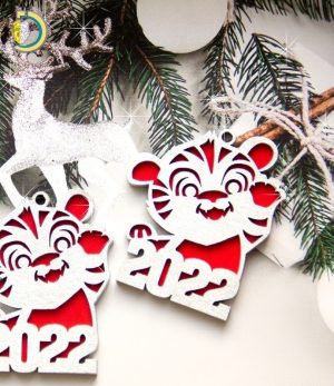 Laser Cut 2022 New Year Tiger Decoration Free Vector