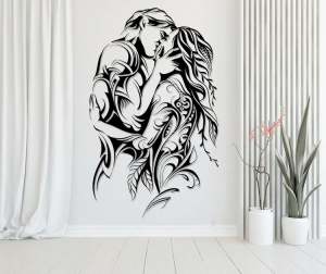 Man and Woman Kissing Wall Decor Vector File