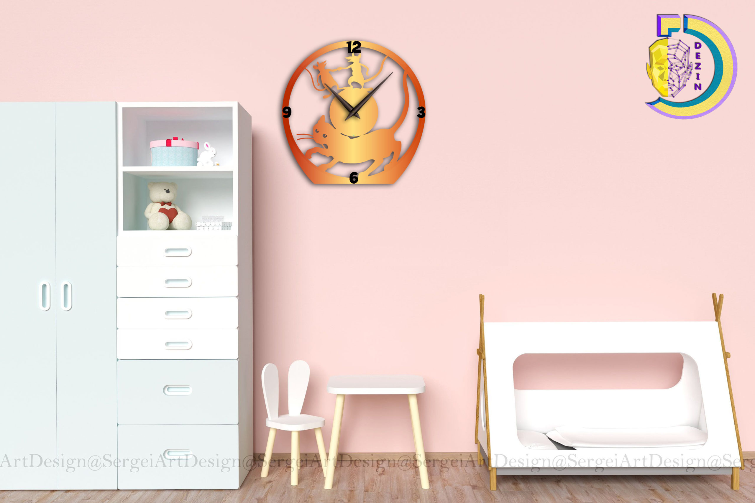 CAT AND MOUSE WALL CLOCK CNC CUTTING FILE - Dezin