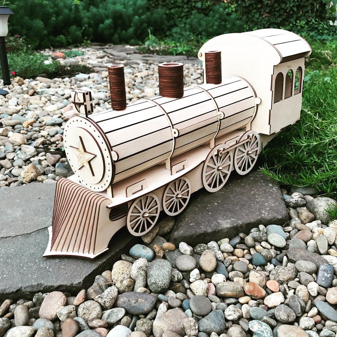 WOODEN LOCOMOTIVE ENGINE CNC CUTTING FILE FREE - Dezin