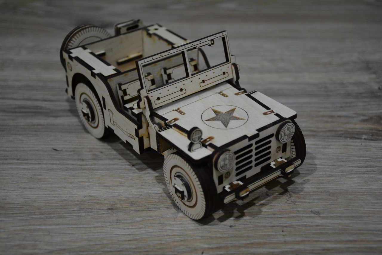 Wooden Jeep Puzzle CNC cutiing file free - Dezin