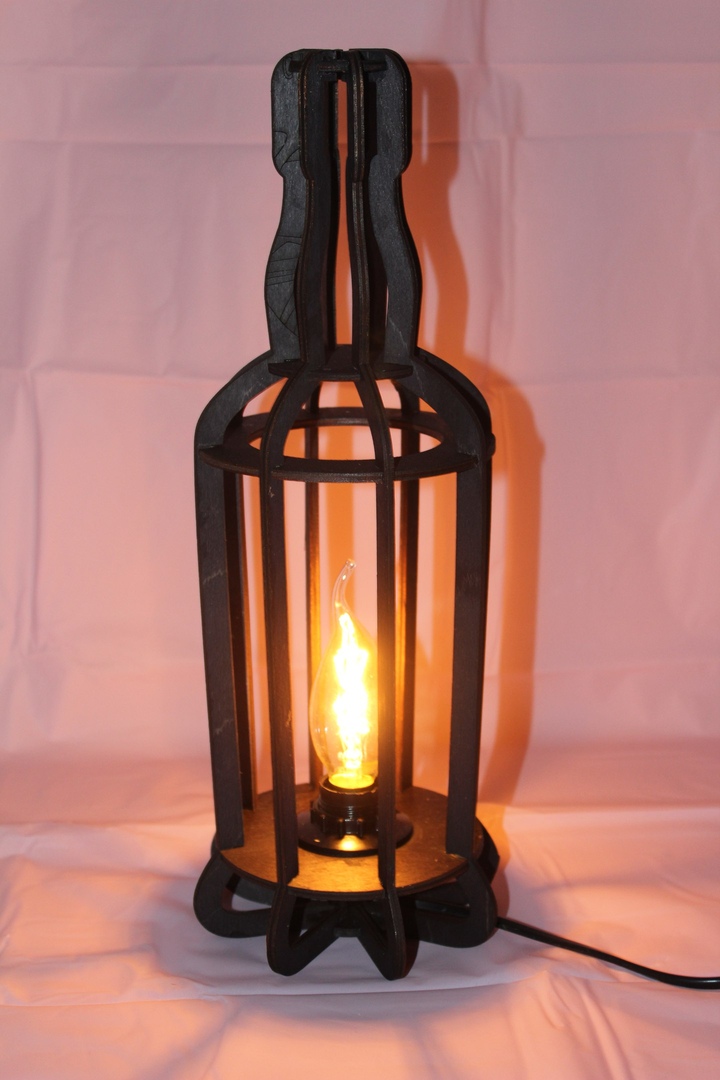 BOTTLE TABLE LAMP CNC LASER CUTTING CDR DXF FILE FREE - Dezin