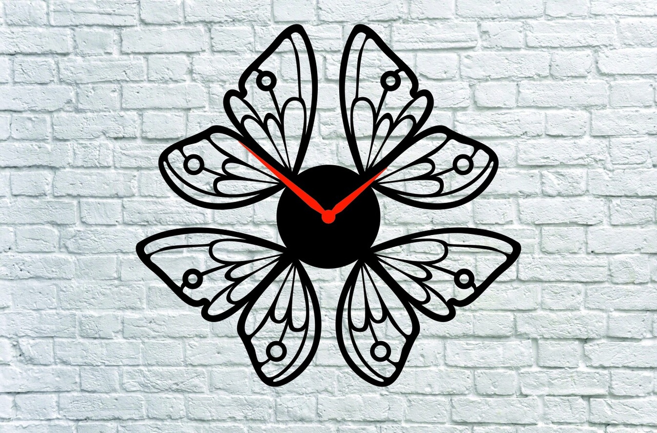 BUTTERFLY CLOCK CNC LASER CUTTING CDR DXF FILE FREE - Dezin