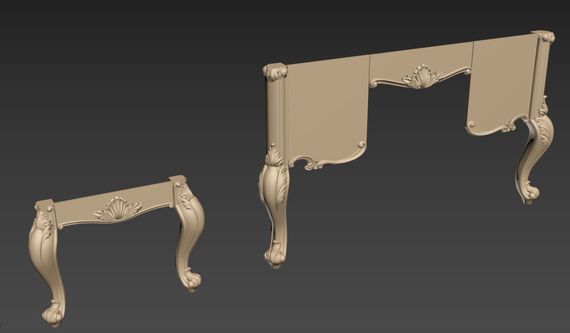 Carved Table Leg STL File for ROUTER, Artcam and Aspire free art 3d model download for CNC - Dezin