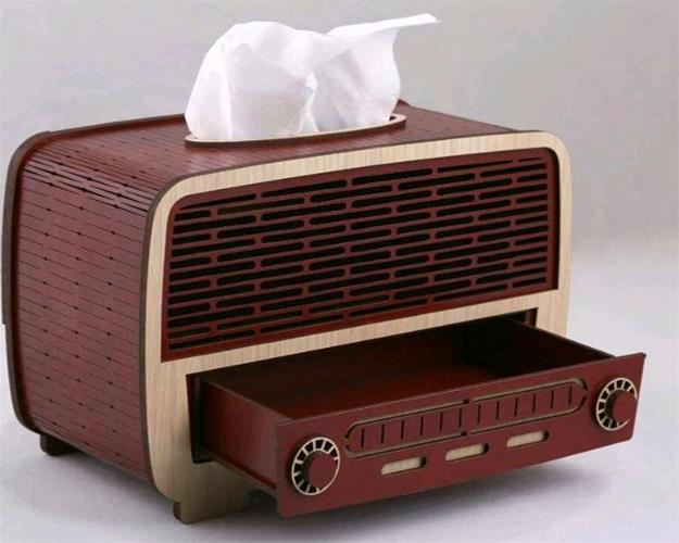 Laser Cut Radio Shape Napkin Holder With Drawer Free Vector1 - Dezin