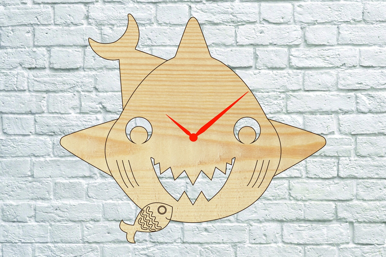SHARK CLOCK CNC LASER CUTTING CDR DXF FILE FREE - Dezin
