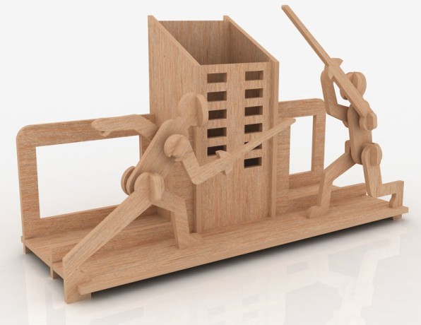 SWORDSMAN PEN HOLDER CNC LASER CUTTING CDR DXF FILE FREE - Dezin
