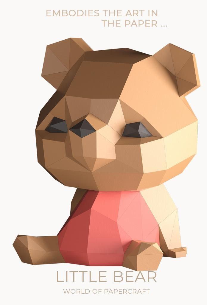 3D Paper Craft Template for Little Bear 