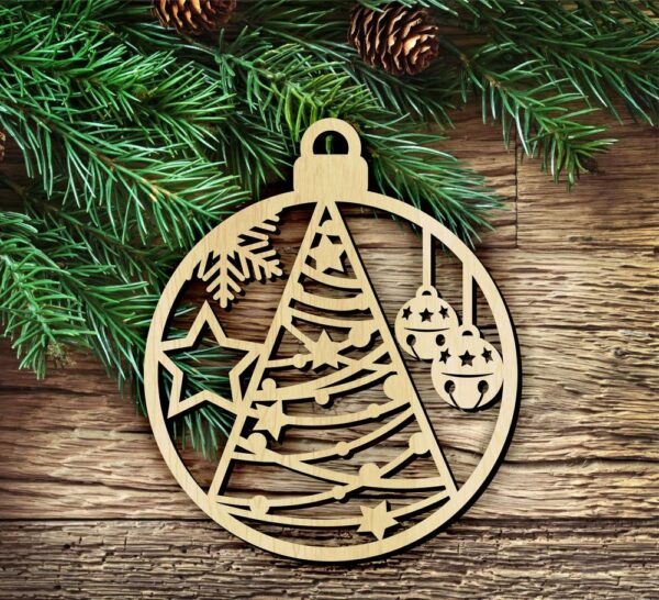 Laser Cut Wooden Christmas Hanging Decoration CDR File - Dezin