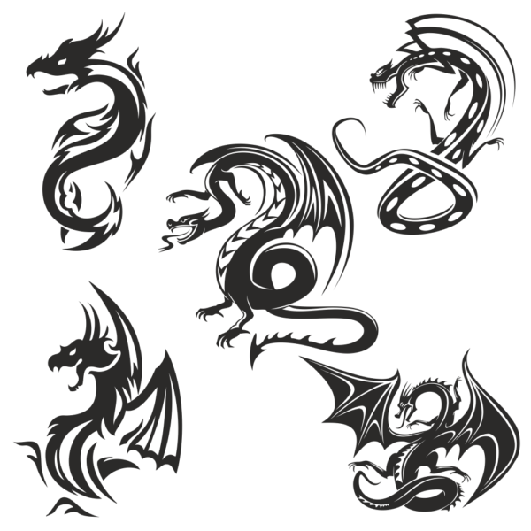 Tribal Dragons Tattoo Free Vector - Dezin.info