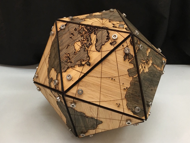 Laser Cut Dymaxion Map Fuller Projection in 3D - Dezin.info