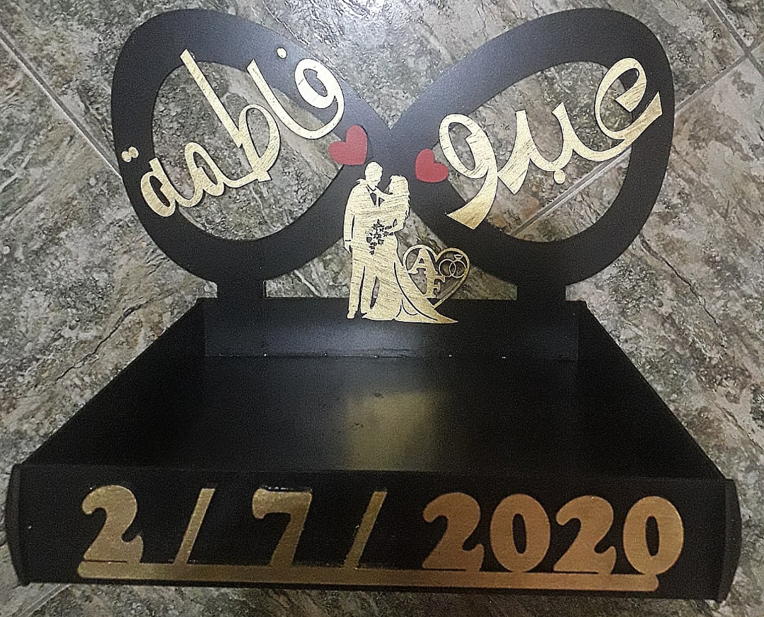 Laser Cut Personalised Name Couples Stand Wedding Decor CDR File - Dezin