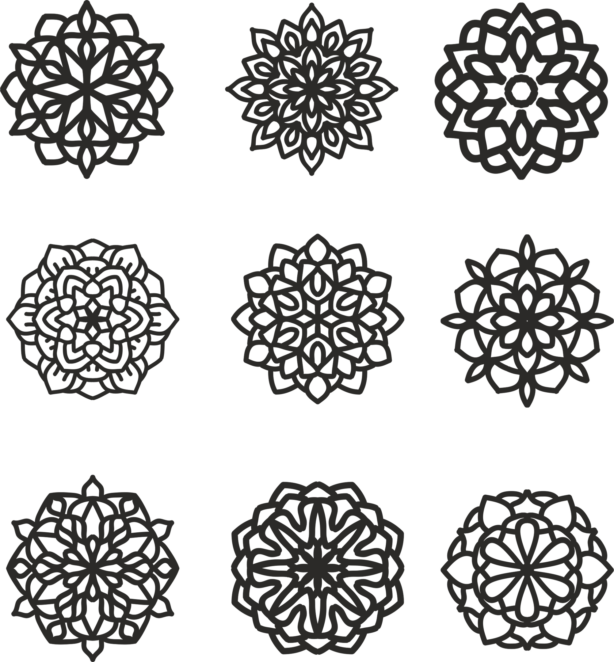 Mandala 9 Set Free Vector - Dezin.info