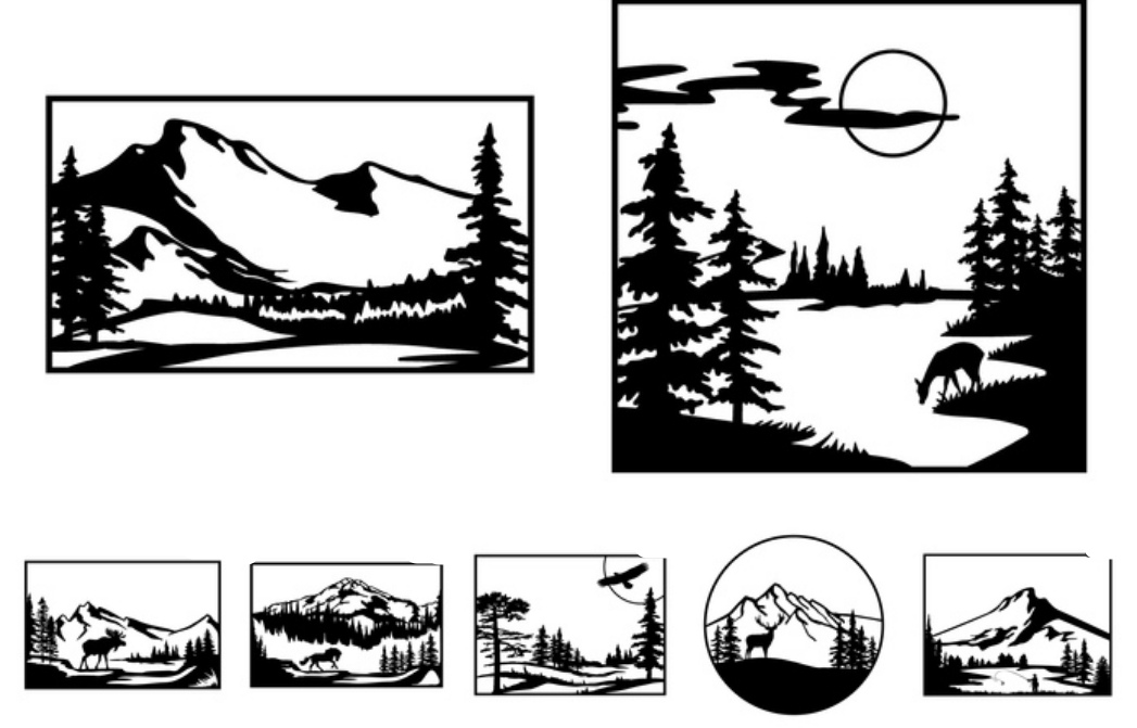 Laser Cut Mountains and forests Vector File free Laser Cut Mountains and forests Vector File free