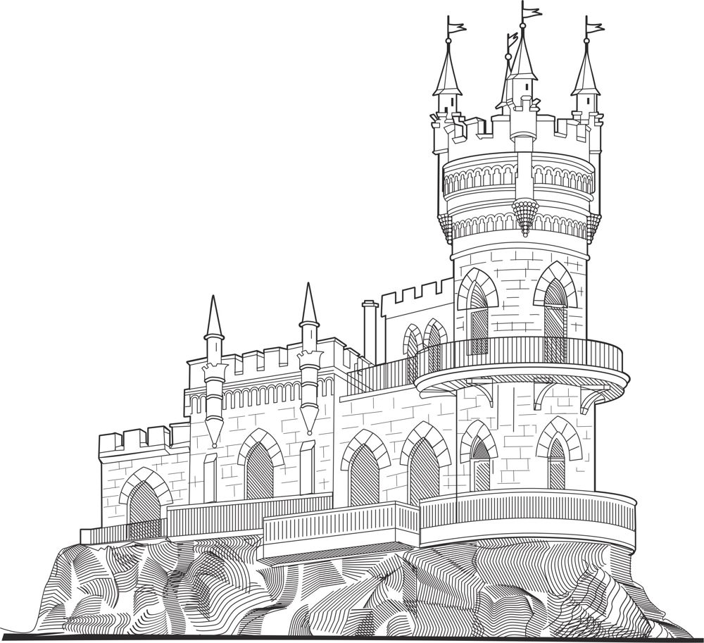 Castle Vector line drawing vector art CDR File Download Free Vector