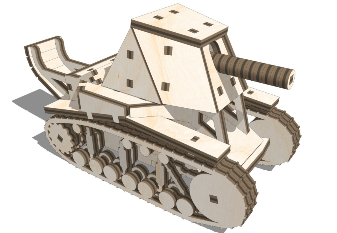 Laser Cut layout of the SU-18 SPG Drawing - Dezin