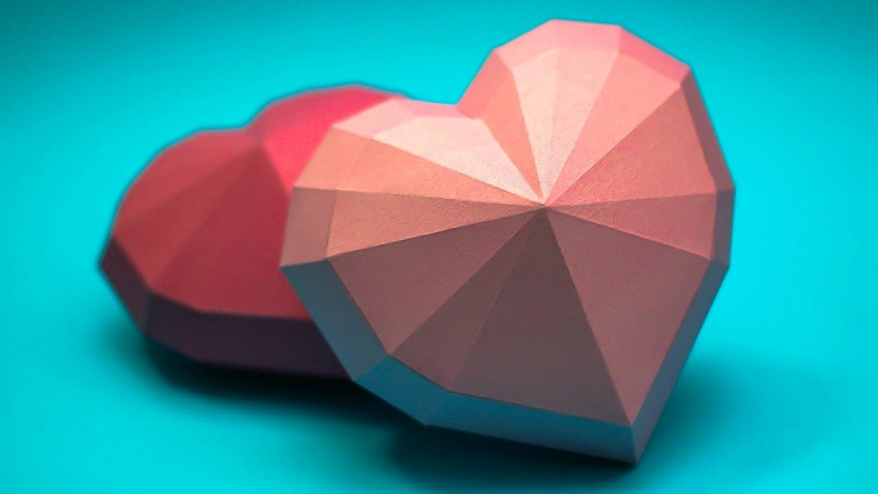 3D Papercraft polygonal Heart - Dezin