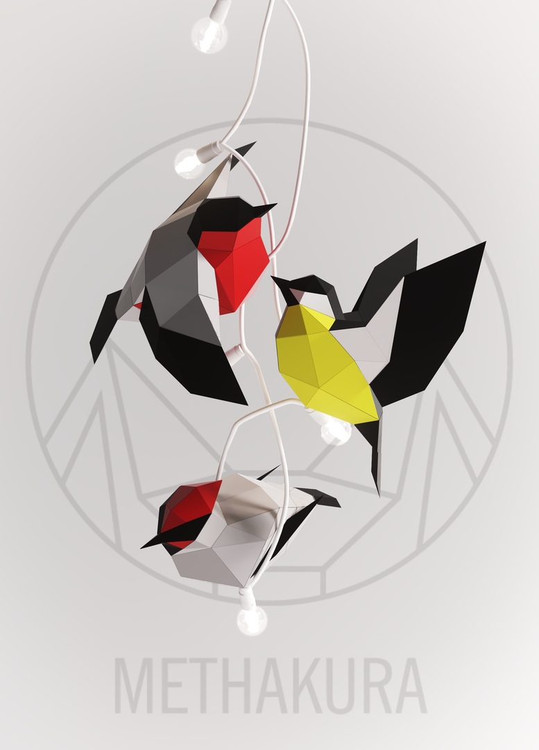 Birds Polygonal Papercraft Template - Dezin