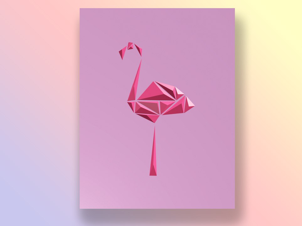 Flamingo 3d Polygonal Papercraft Template - Dezin