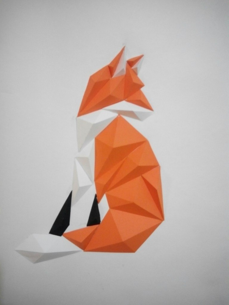 Fox Mask Low Poly Paper Craft PDF Template 