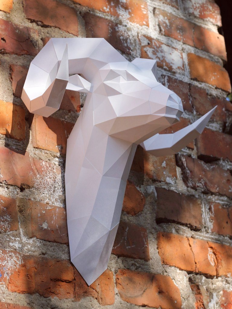 Goat Low Poly Papercraft Template - Dezin