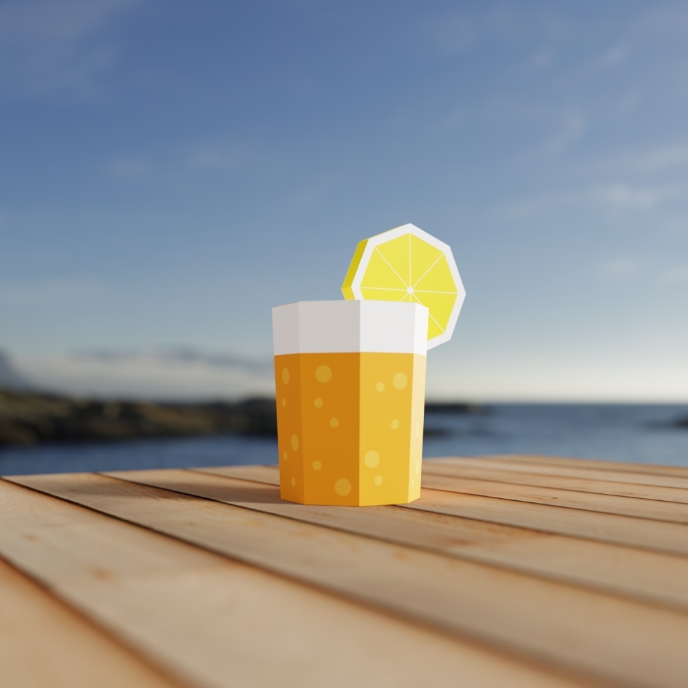 Juice Low Poly Papercraft Template - Dezin