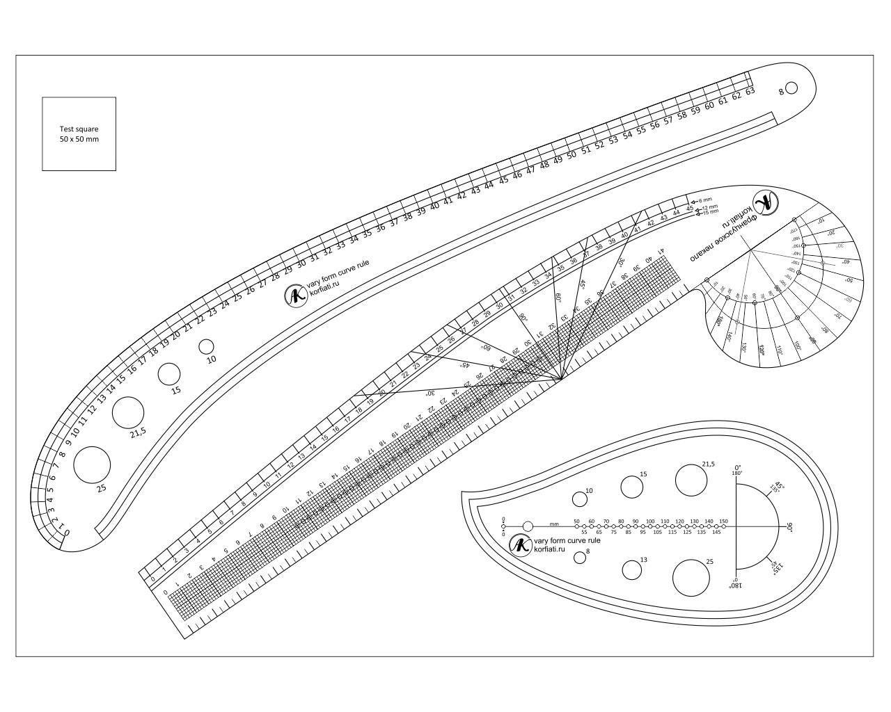 Laser Cut Sewing Ruler Tailor Set CDR File - Dezin
