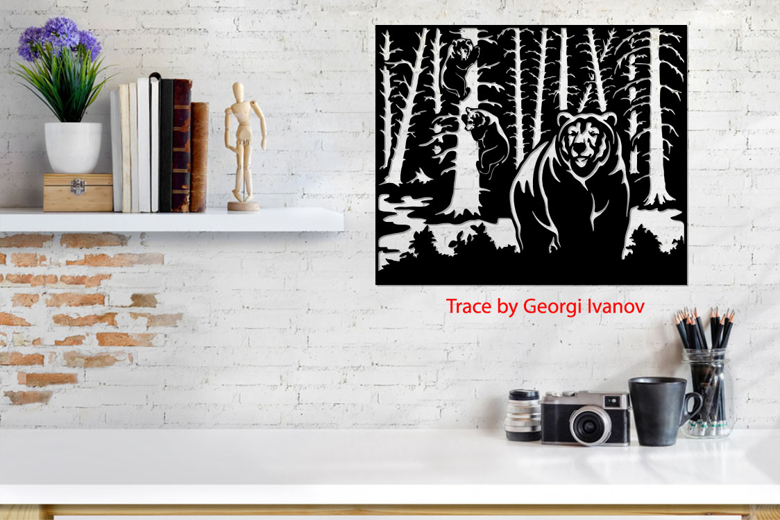 Layout of Bear in Forest Wall Decor Wall Art - Dezin