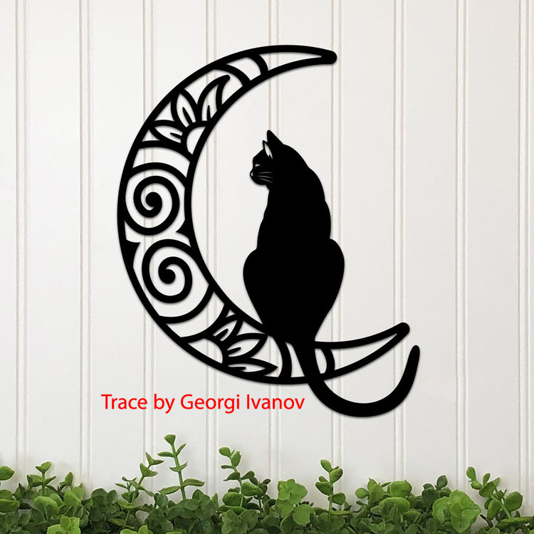 Layout of Cat on Moon Wall Decor - Dezin