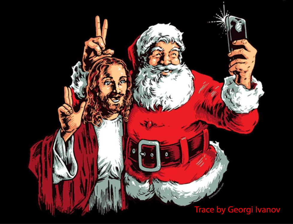 Layout of Santa with Jesus Wall Decor Wall Art - Dezin
