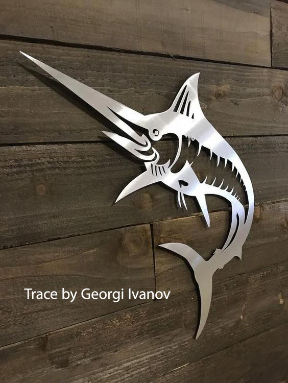Layout of Shark Metal Wall Decor Wall Art - Dezin